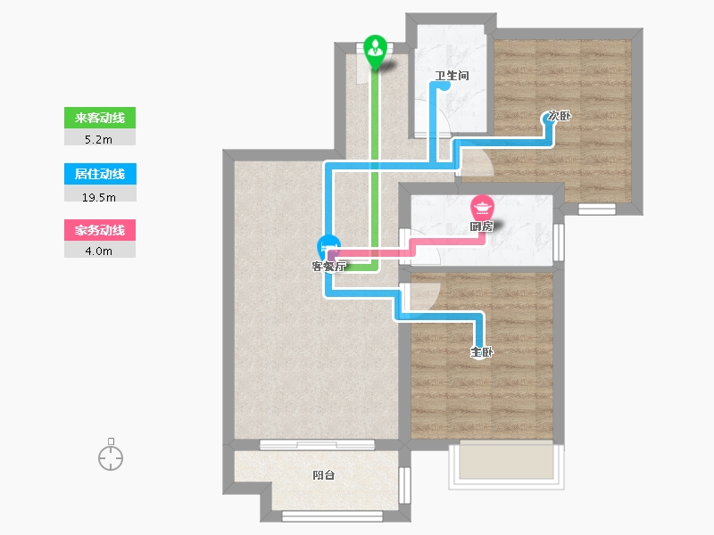 天津-天津市-碧桂园莫奈的湖雅郡花苑36号楼,建面81m²-61.15-户型库-动静线