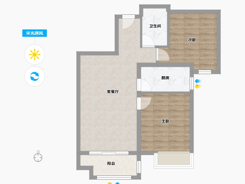 天津-天津市-碧桂园莫奈的湖雅郡花苑36号楼,建面81m²-61.15-户型库-采光通风