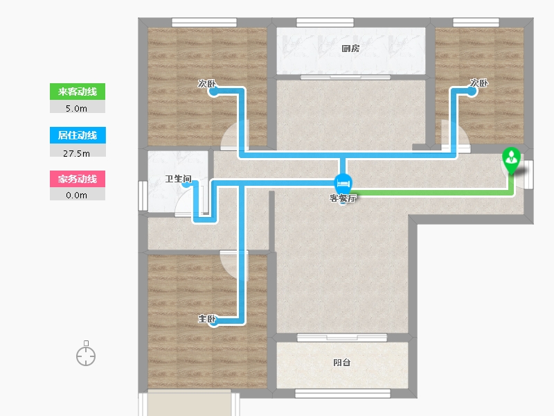 天津-天津市-碧桂园莫奈的湖雅郡花苑37号楼,建面106m²-81.26-户型库-动静线