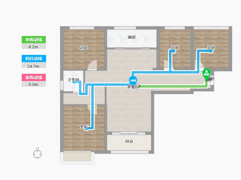 天津-天津市-碧桂园莫奈的湖雅郡花苑36号楼,建面123m²-92.36-户型库-动静线