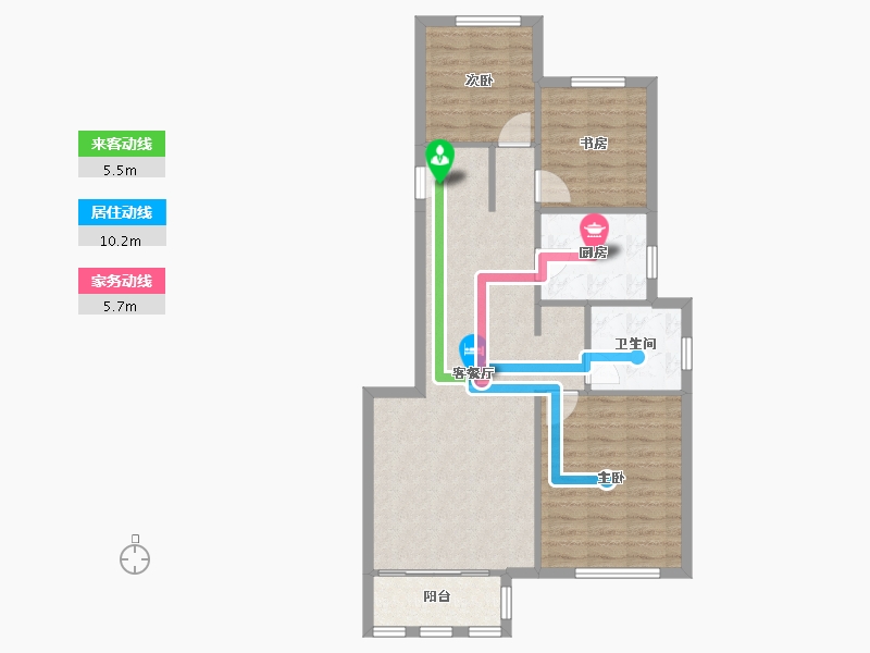 天津-天津市-融创御河城24号楼,25号楼,26号楼建面104m²-80.41-户型库-动静线