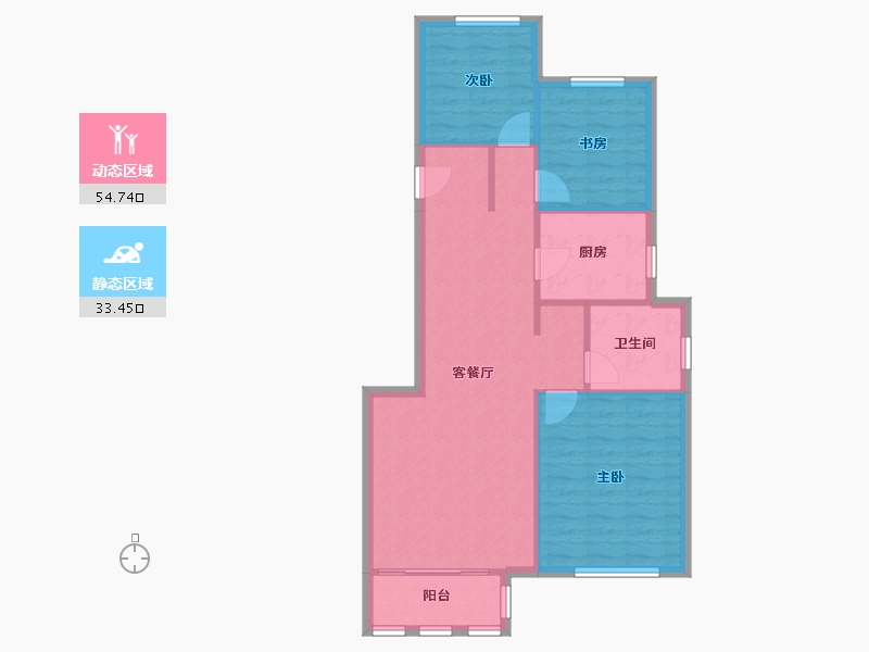 天津-天津市-融创御河城24号楼,25号楼,26号楼建面104m²-80.41-户型库-动静分区