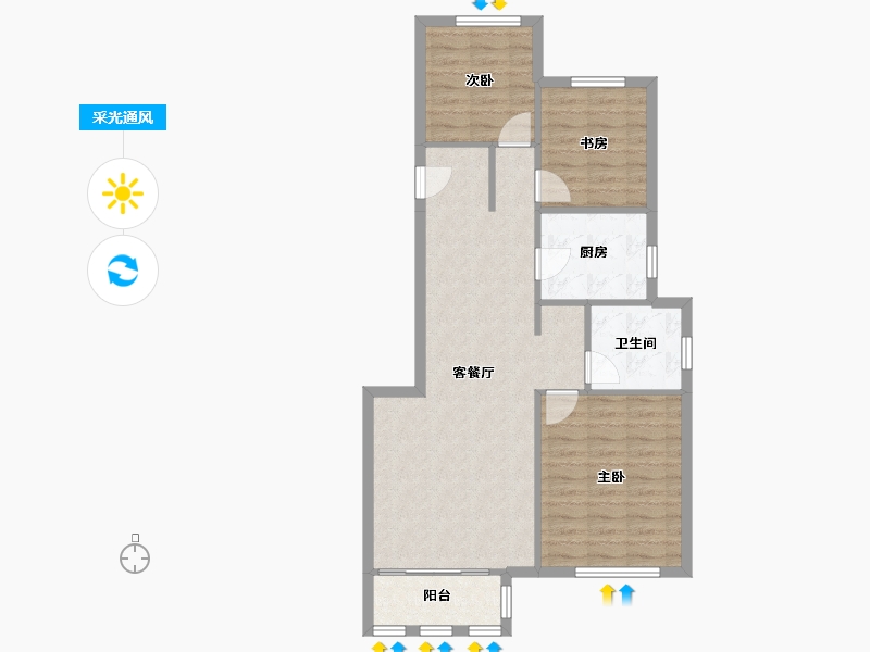 天津-天津市-融创御河城24号楼,25号楼,26号楼建面104m²-80.41-户型库-采光通风