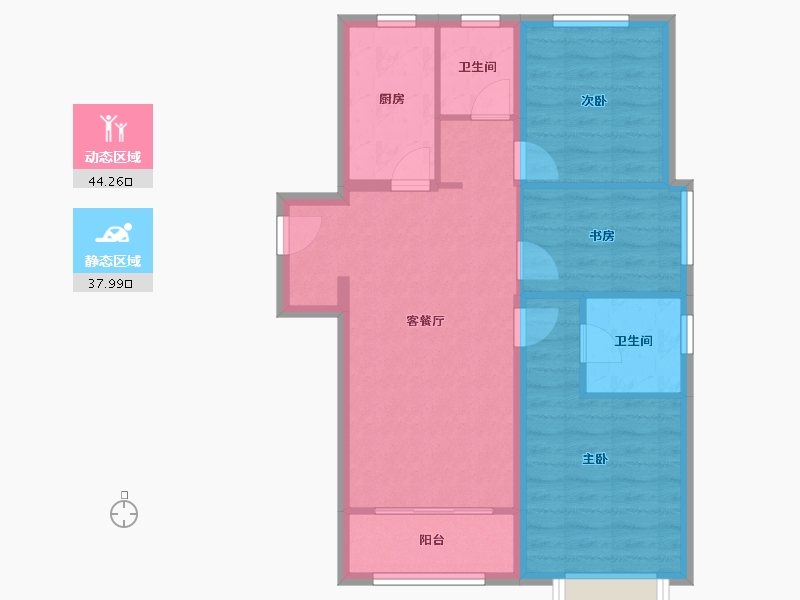 天津-天津市-经纬城市绿洲学知华庭33号楼,建面113m²-73.70-户型库-动静分区