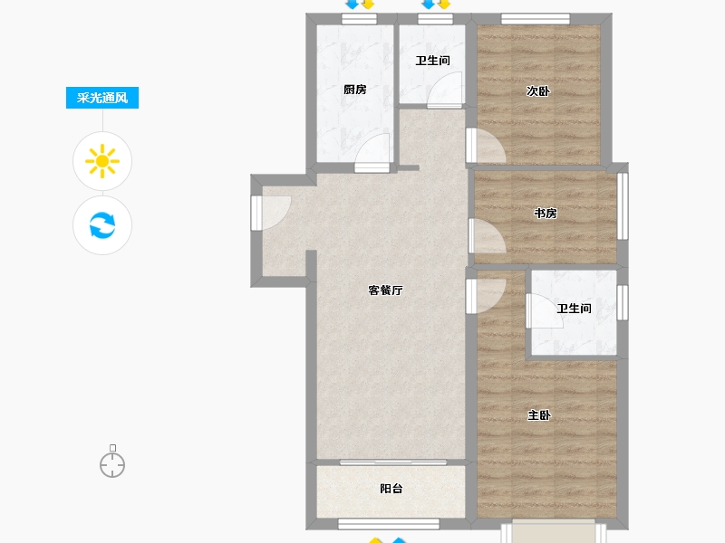 天津-天津市-经纬城市绿洲学知华庭33号楼,建面113m²-73.70-户型库-采光通风