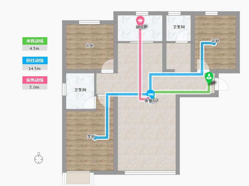 天津-天津市-经纬城市绿洲学知华庭40号楼,学知华庭19号楼建面120m²-78.42-户型库-动静线