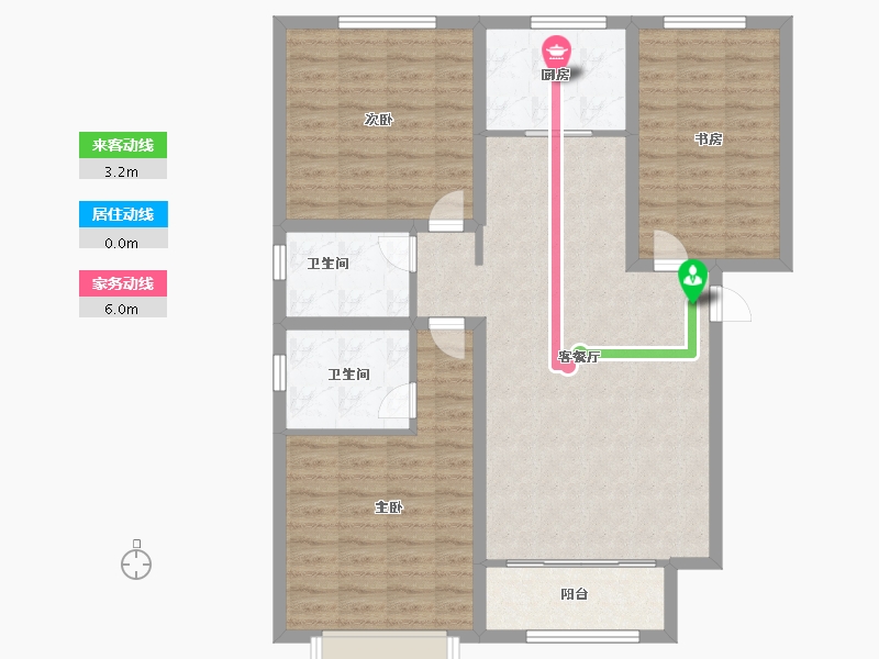 天津-天津市-经纬城市绿洲学知华庭40号楼,建面128m²-102.40-户型库-动静线