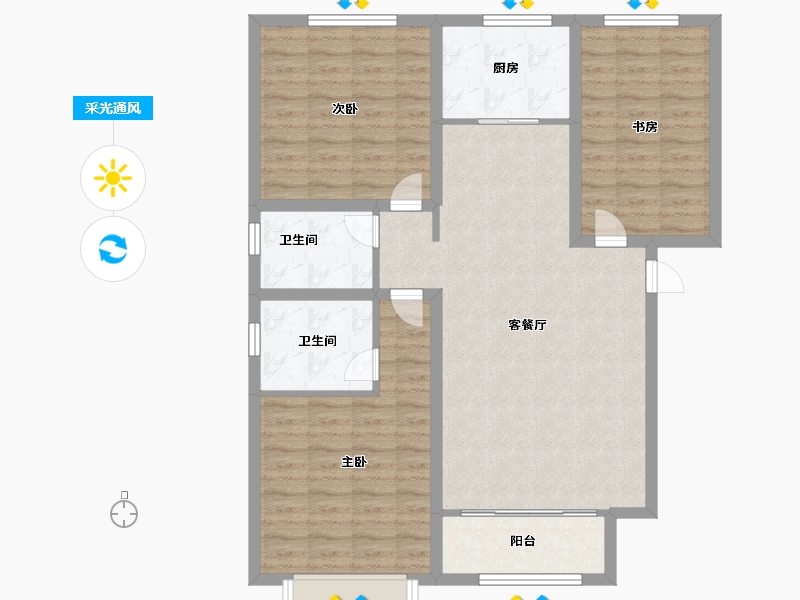 天津-天津市-经纬城市绿洲学知华庭40号楼,建面128m²-102.40-户型库-采光通风