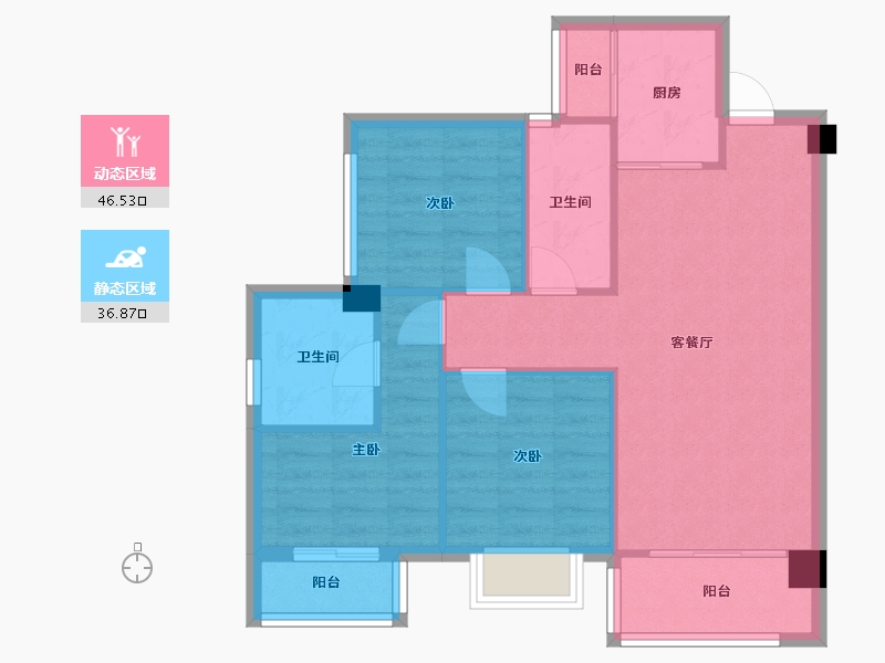 四川省-成都市-仁美熙和府97m²-74.94-户型库-动静分区