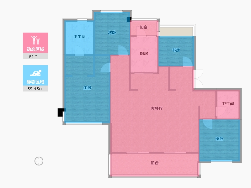 四川省-成都市-中粮武侯瑞府1,2,4,8号楼149m²-125.63-户型库-动静分区