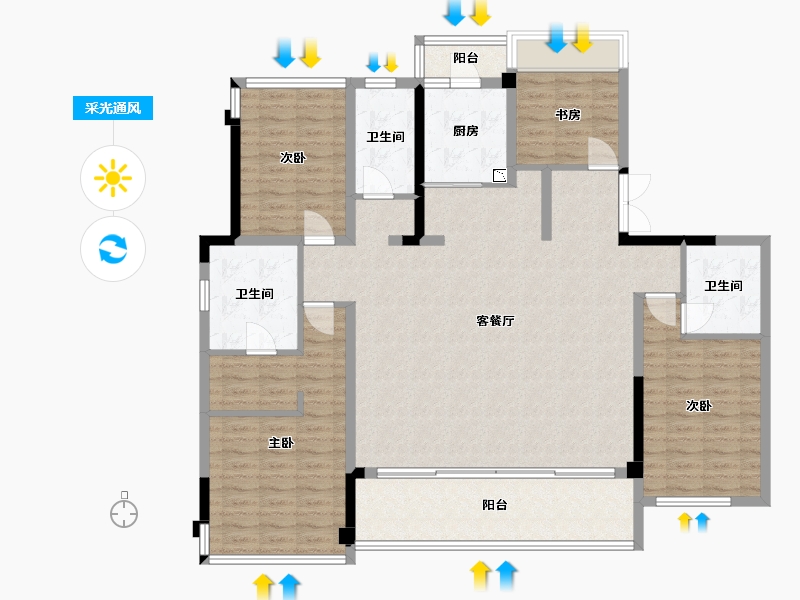 四川省-成都市-中粮武侯瑞府1,2,4,9号楼171m²-143.22-户型库-采光通风