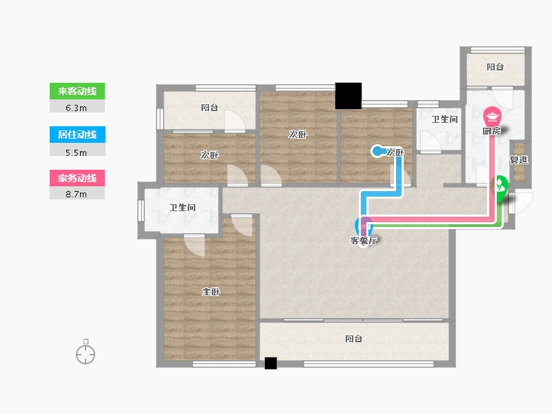 四川省-成都市-新景璟誉府6号楼145m²-114.78-户型库-动静线