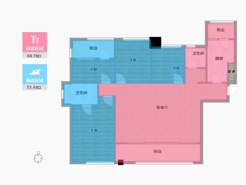 四川省-成都市-新景璟誉府6号楼145m²-114.78-户型库-动静分区