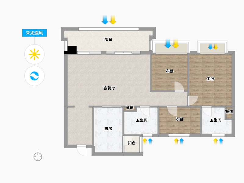 四川省-成都市-中建天府公馆9号楼,3号楼133m²-99.55-户型库-采光通风