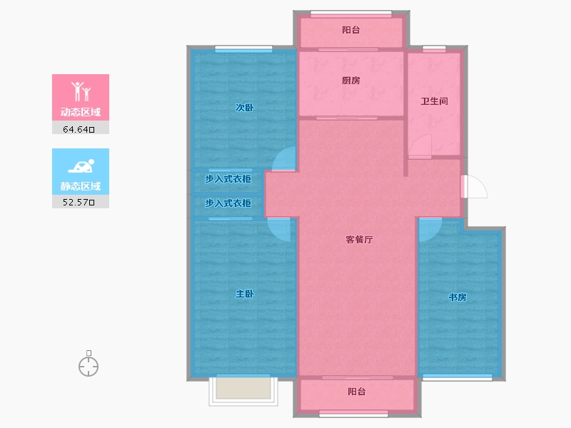 天津-天津市-尚港华府9号楼建面138m²-108.06-户型库-动静分区