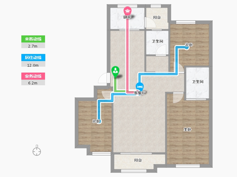 天津-天津市-富兴御园13号楼,14号楼,21号楼,9号楼,富兴御园11号楼建面116m²-88.84-户型库-动静线