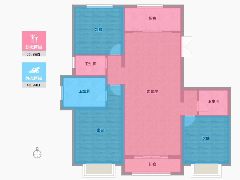 天津-天津市-天通泰香滨城观湖花园16号楼,建面147m²-103.35-户型库-动静分区