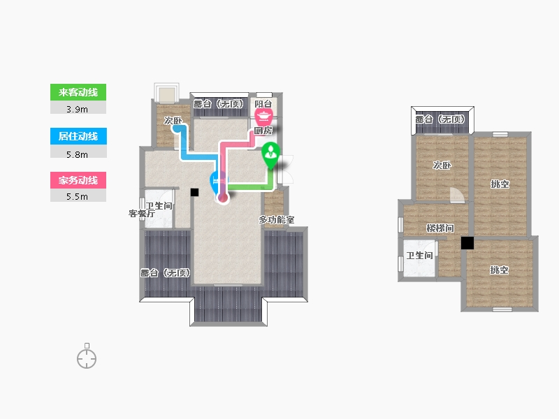 江苏省-南京市-北大资源悦来C-13户型套内101m²-128.58-户型库-动静线