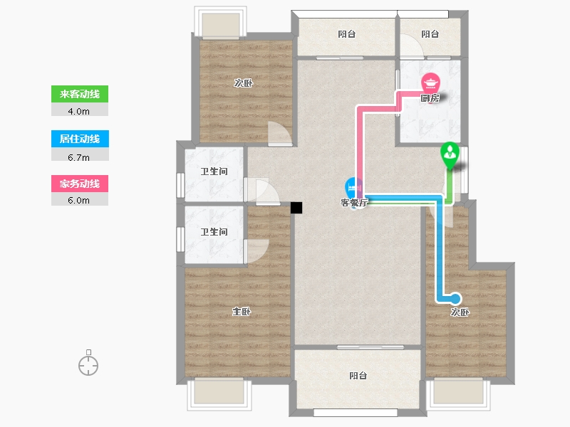 重庆-重庆市-北大资源悦来C-10户型套内105m²-104.42-户型库-动静线