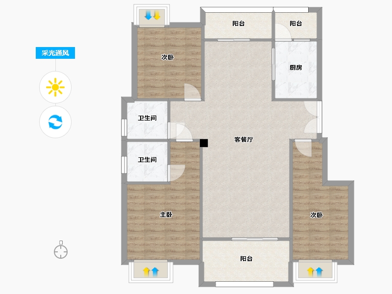 重庆-重庆市-北大资源悦来C-10户型套内105m²-104.42-户型库-采光通风