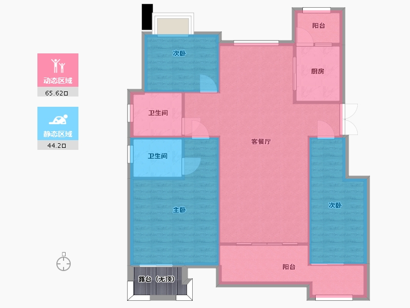 重庆-重庆市-北大资源悦来C-4户型套内106m²-104.12-户型库-动静分区