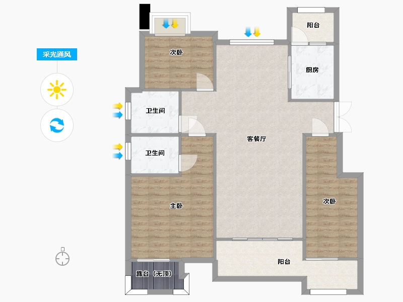 重庆-重庆市-北大资源悦来C-4户型套内106m²-104.12-户型库-采光通风