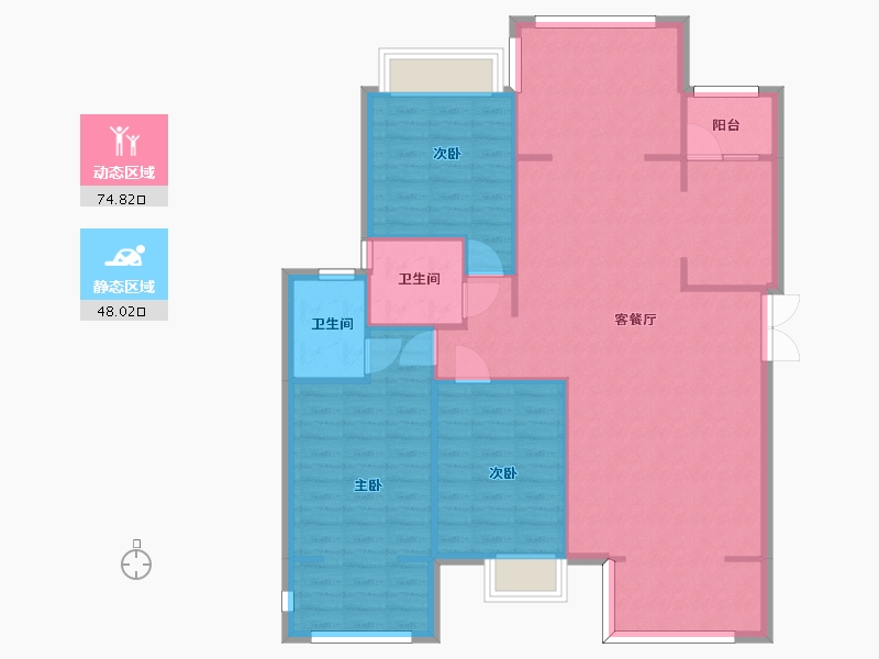 重庆-重庆市-北大资源悦来D-1套内113m²7，8号楼-112.99-户型库-动静分区