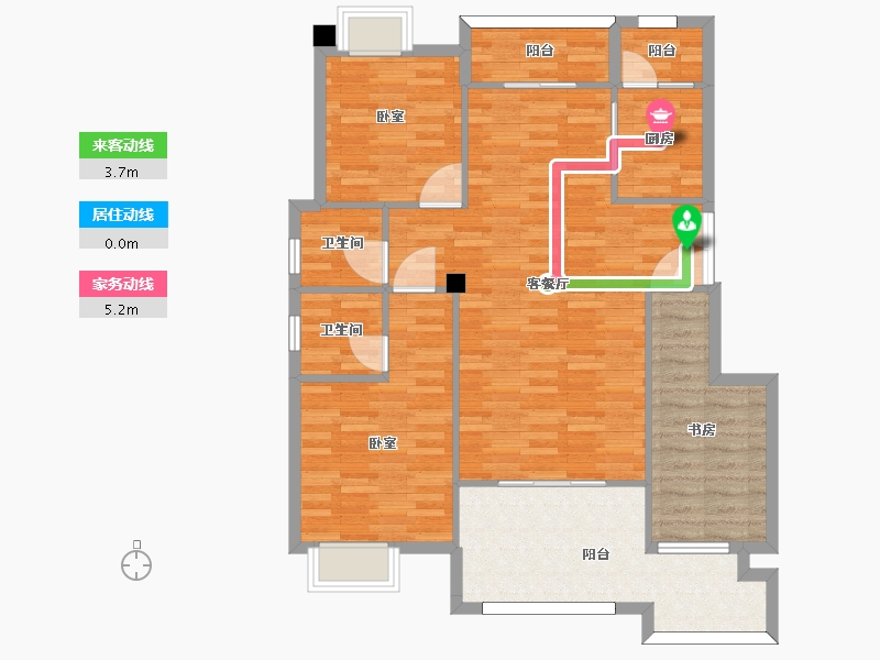 重庆-重庆市-北大资源悦来C-6户型套内106m²-103.47-户型库-动静线