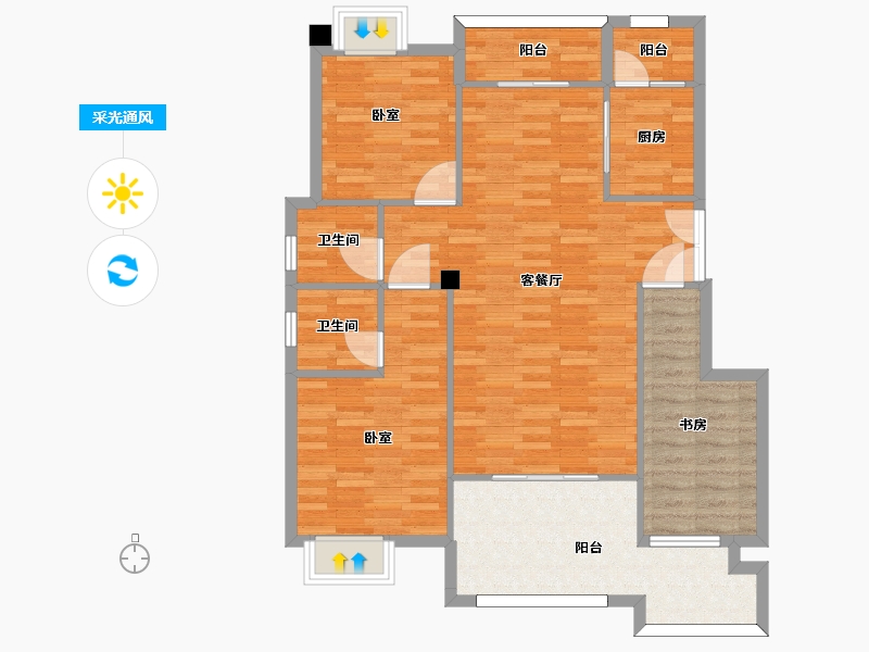 重庆-重庆市-北大资源悦来C-6户型套内106m²-103.47-户型库-采光通风