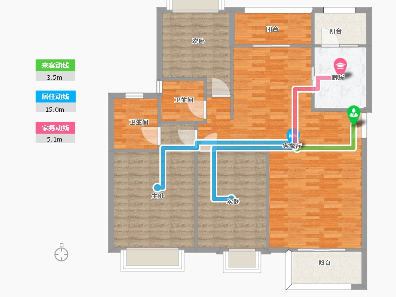 重庆-重庆市-北大资源悦来D-4套内112m²-111.99-户型库-动静线