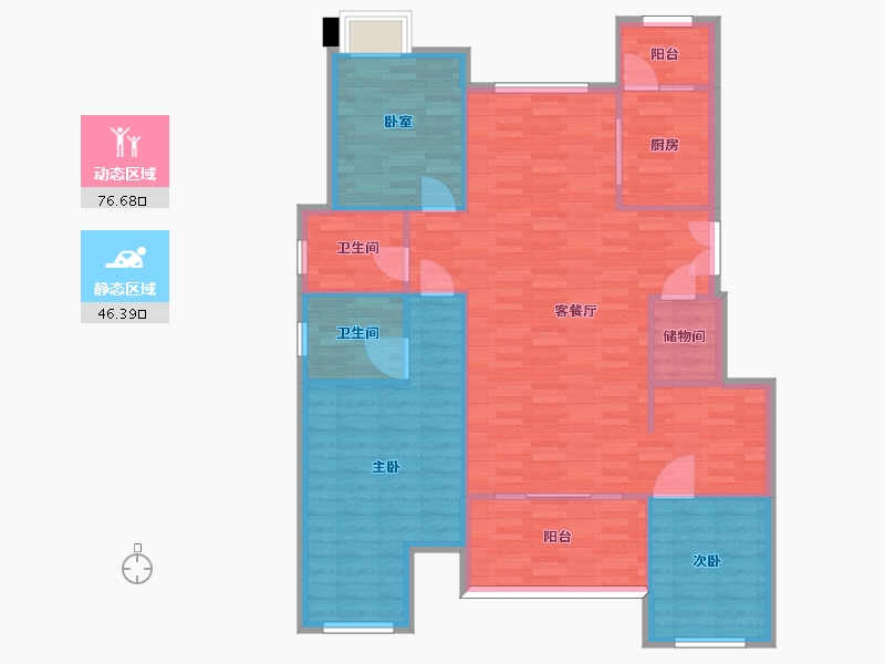 重庆-重庆市-北大资源悦来C-2户型套内113m²7，8号楼-113.00-户型库-动静分区