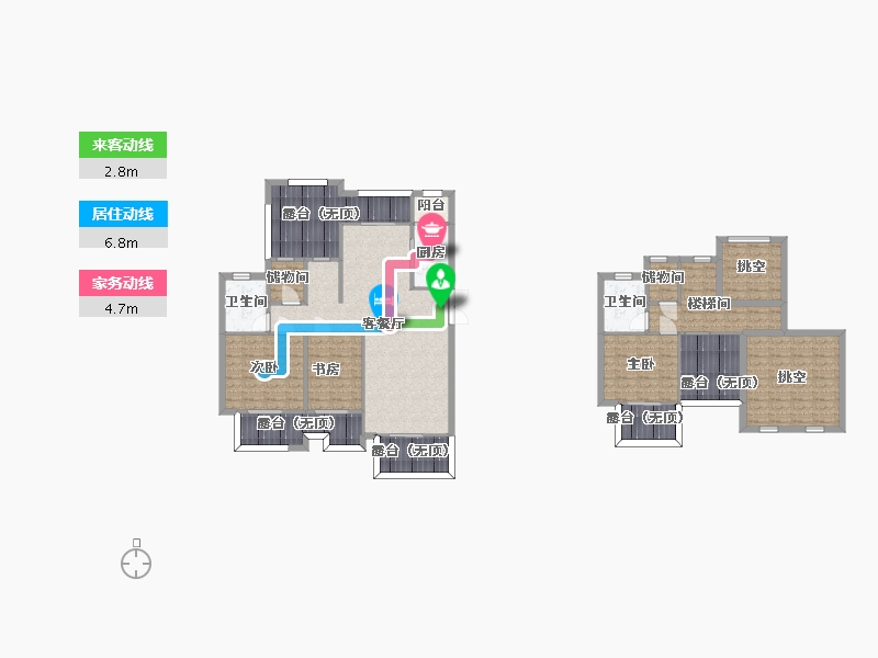 重庆-重庆市-北大资源悦来D-7套内130m²7，8号楼-153.08-户型库-动静线