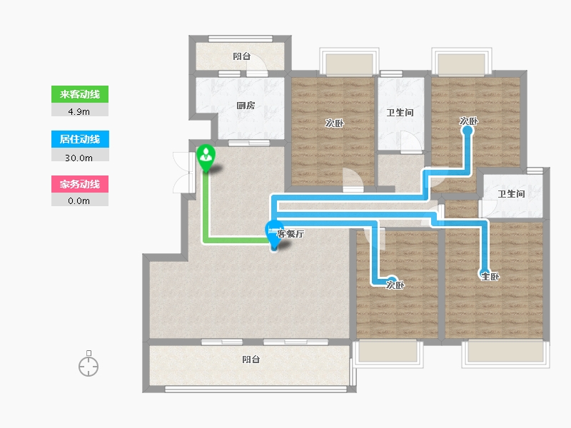 重庆-重庆市-中金泓府DC3-2户套内133m²-133.00-户型库-动静线