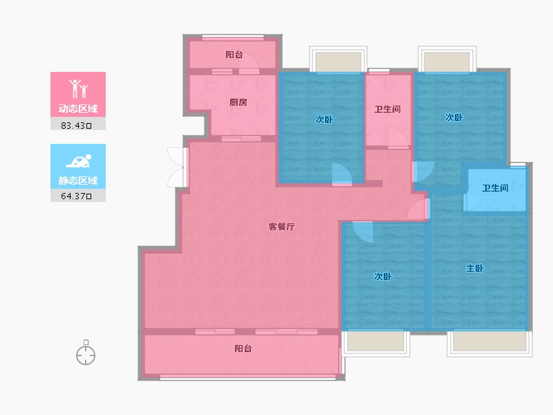 重庆-重庆市-中金泓府DC3-2户套内133m²-133.00-户型库-动静分区