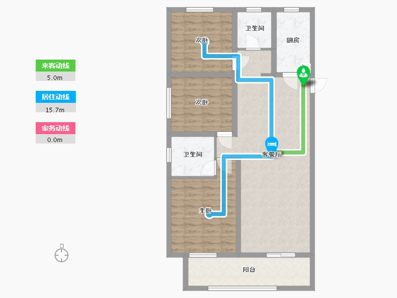 河南省-郑州市-豫发豫园C2户型120m²-95.20-户型库-动静线