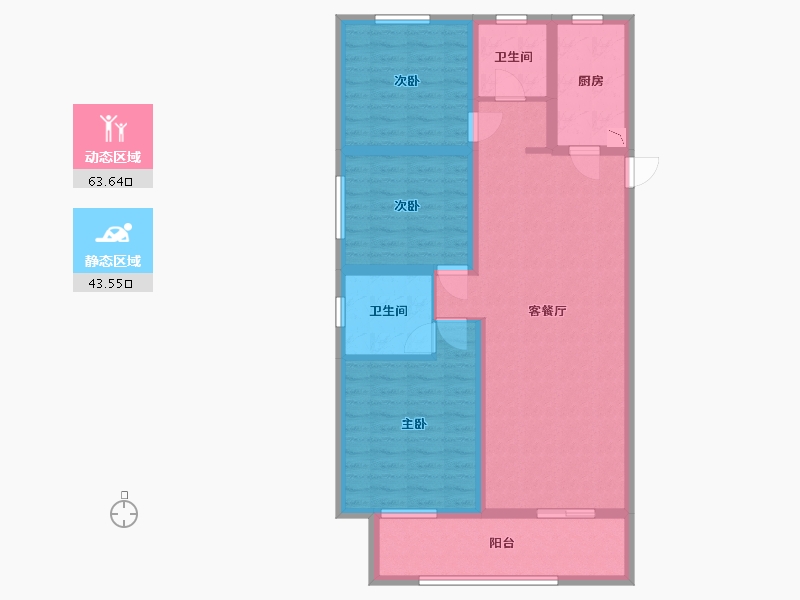 河南省-郑州市-豫发豫园C2户型120m²-95.20-户型库-动静分区