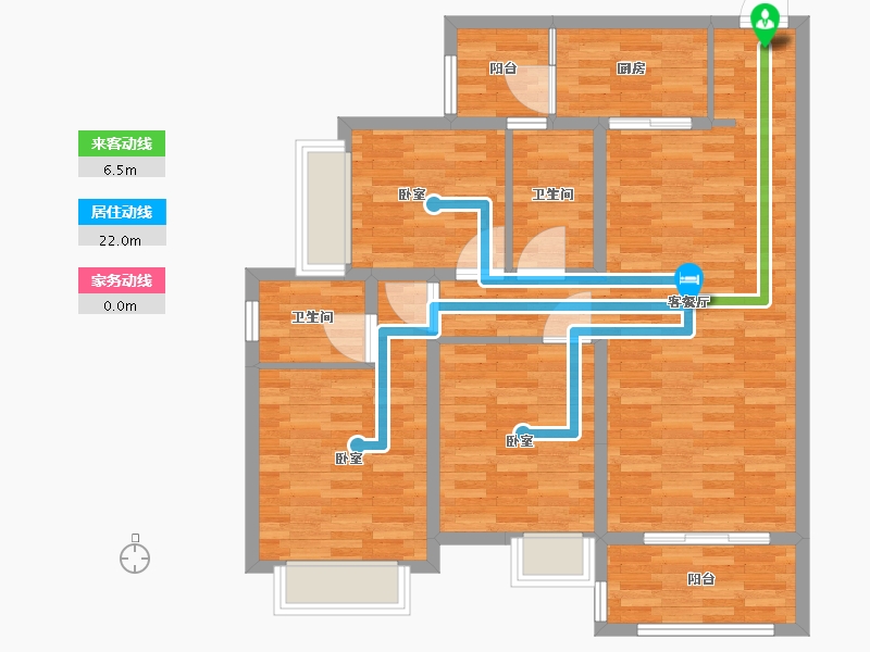 四川省-成都市-河畔府邸9号楼T4-4户型117m²-94.80-户型库-动静线