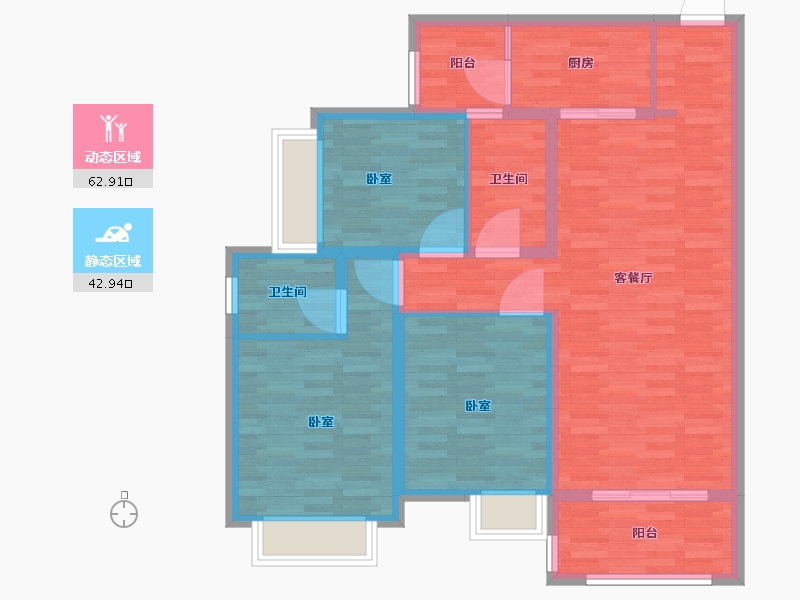 四川省-成都市-河畔府邸9号楼T4-4户型117m²-94.80-户型库-动静分区