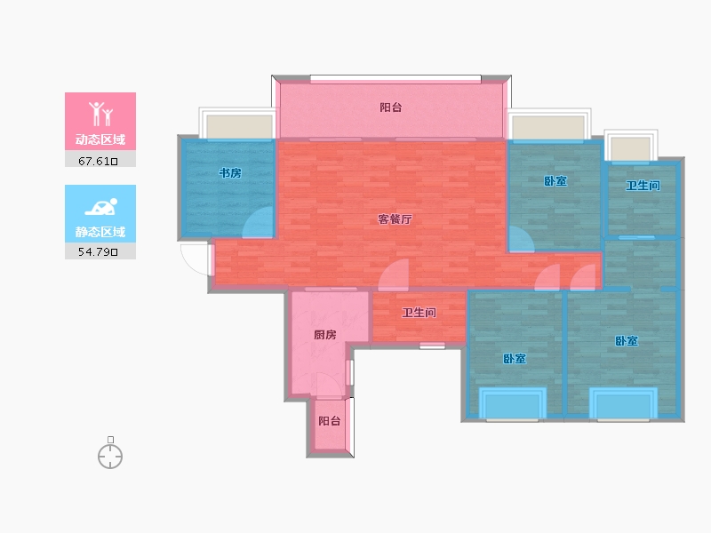 四川省-成都市-河畔府邸9号楼T4-3户型130m²-111.85-户型库-动静分区