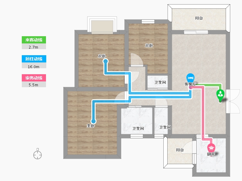 四川省-成都市-东韵雅苑99㎡户型-72.90-户型库-动静线