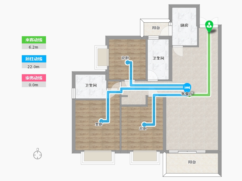 四川省-成都市-东韵雅苑124㎡户型-95.88-户型库-动静线