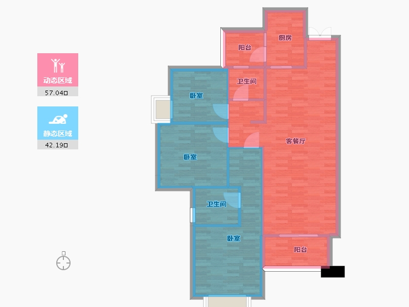 四川省-成都市-东韵雅苑118㎡户型-90.16-户型库-动静分区