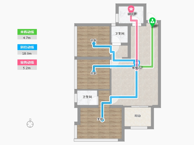 四川省-成都市-源滩国际社区C’户型81m²-65.91-户型库-动静线