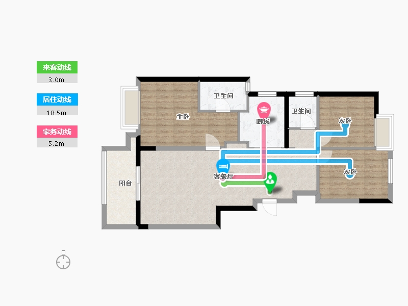 四川省-成都市-万科锦园隐’秀户型105m²-90.02-户型库-动静线