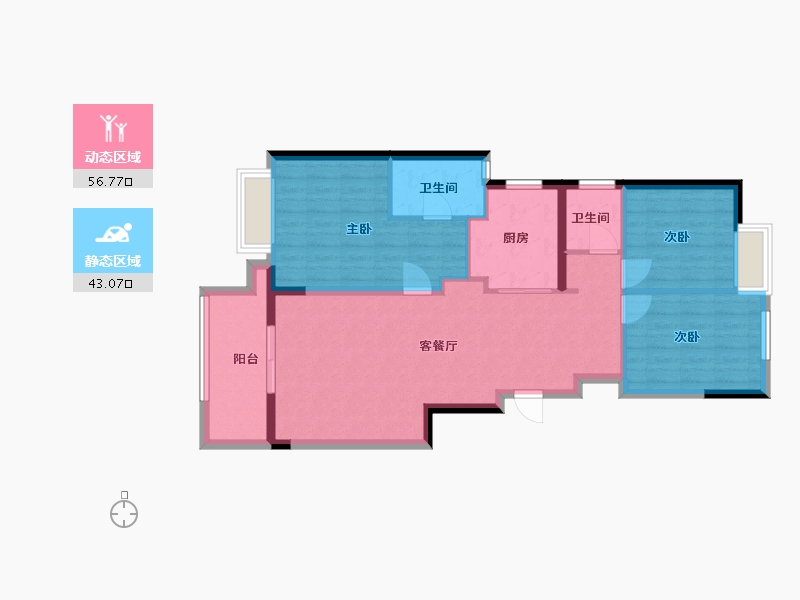 四川省-成都市-万科锦园隐’秀户型105m²-90.02-户型库-动静分区