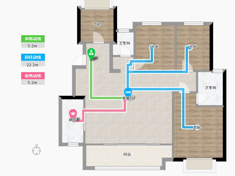 四川省-成都市-万科锦园隐’翠户型125m²-100.00-户型库-动静线