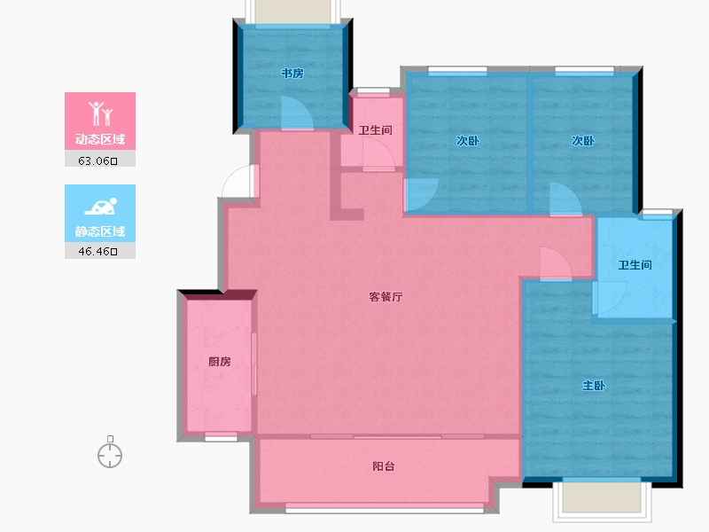 四川省-成都市-万科锦园隐’翠户型125m²-100.00-户型库-动静分区