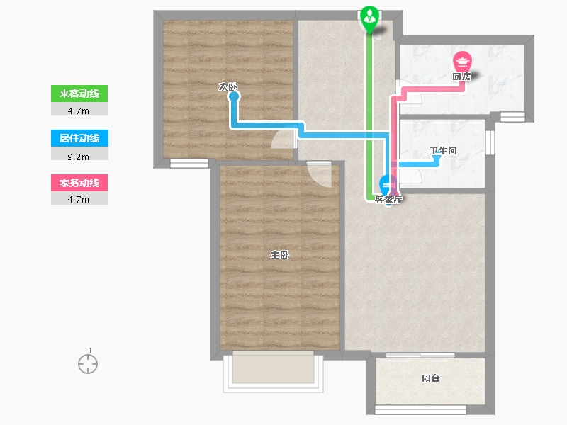 天津-天津市-和骏新家园22号楼,23号楼建面83m²-66.40-户型库-动静线