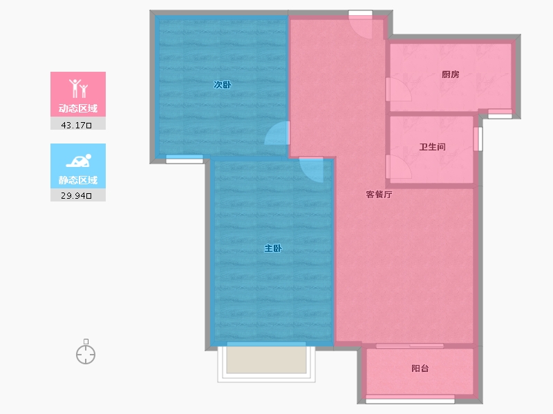 天津-天津市-和骏新家园22号楼,23号楼建面83m²-66.40-户型库-动静分区