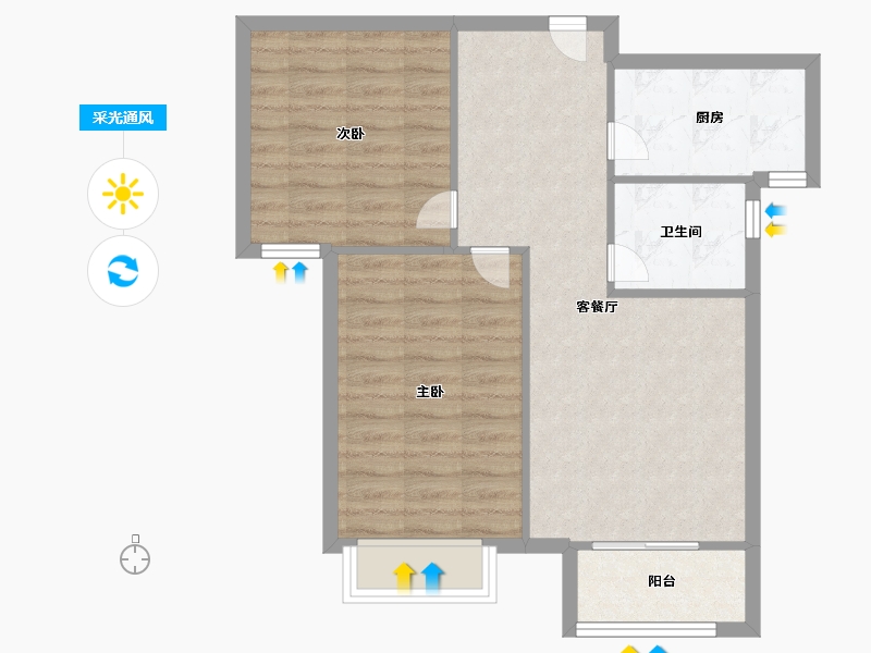 天津-天津市-和骏新家园22号楼,23号楼建面83m²-66.40-户型库-采光通风